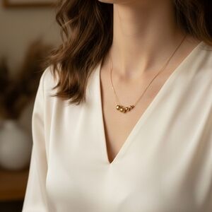 ✨ NWT Minimalist 14K Stainless Steel Gold Graduated Bead Necklace Dainty & Chic